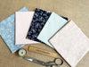 Fat Quarter Bundle - Navy Blue & Dusky Pink Floral Stripe Mix Bunting Craft Fabric