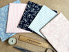Fat Quarter Bundle - Navy Blue & Dusky Pink Floral Stripe Mix Bunting Craft Fabric