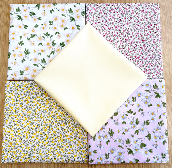 Fat Quarter Bundle - Pretty Pink & Yellow Ditsy Floral Mix