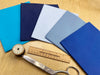 Fat Quarter Bundle - Plain Blue Colour Cotton Fabric Mix - 5 Piece Bundle