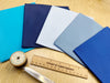 Fat Quarter Bundle - Plain Blue Colour Cotton Fabric Mix - 5 Piece Bundle