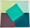 Fat Quarter Bundle - Plain Green Colour Cotton Fabric Mix - 5 Piece Bundle