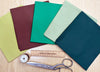 Fat Quarter Bundle - Plain Green Colour Cotton Fabric Mix - 5 Piece Bundle