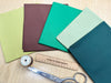 Fat Quarter Bundle - Plain Green Colour Cotton Fabric Mix - 5 Piece Bundle