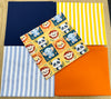 Fabric Bundle - Cute Baby Safari Animals Navy Blue Orange Craft Fabric Material