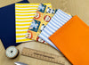 Fabric Bundle - Cute Baby Safari Animals Navy Blue Orange Craft Fabric Material