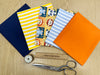 Fabric Bundle - Cute Baby Safari Animals Navy Blue Orange Craft Fabric Material