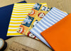 Fabric Bundle - Cute Baby Safari Animals Navy Blue Orange Craft Fabric Material