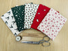 Fat Quarter Bundle - Scandi Christmas Red Green Natural Robins Holly Reindeer Fabric Mix