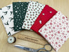 Fat Quarter Bundle - Scandi Christmas Red Green Natural Robins Holly Reindeer Fabric Mix