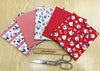Fat Quarter Bundle - Cute Red Robin Christmas Mix Bunting Craft Fabric