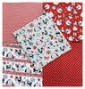 Fat Quarter Bundle - Cute Red Robin Christmas Mix Bunting Craft Fabric