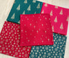 Fat Quarter Bundle - Red Green Gold Sparkle Trees Stars & Snowflakes Christmas Mix Bunting Craft Fabric