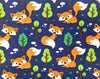 Polycotton Fabric - Forest Animals Cute Fox On Navy- Craft Novelty fabric