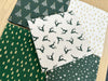 Fat Quarter Bundle - Christmas Green & Cream Scandi Reindeer Trees Star Fabric