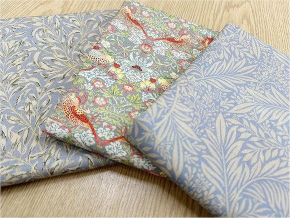 Fat Quarter Bundle - William Morris- Grey - Bird floral Print Craft Fabric Material