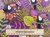 Half Panama Cotton - Purple Tropical Leaf Toucan Bird - Craft Upholstery Fabric