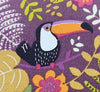 Half Panama Cotton - Purple Tropical Leaf Toucan Bird - Craft Upholstery Fabric