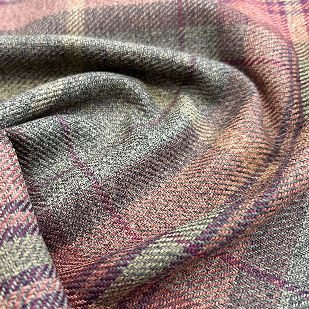 Upholstery Fabric Grampian Faux Wool Brown & Red Tartan Check Curtain Fabric