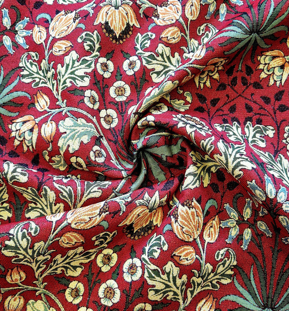 Upholstery Fabric - William Morris Hyacinth Leaf - Wine Red