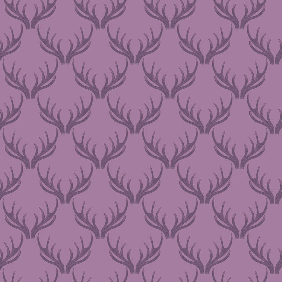 Lewis & Irene Quilting Fabric - 'Loch Lewis' Antlers - Purple