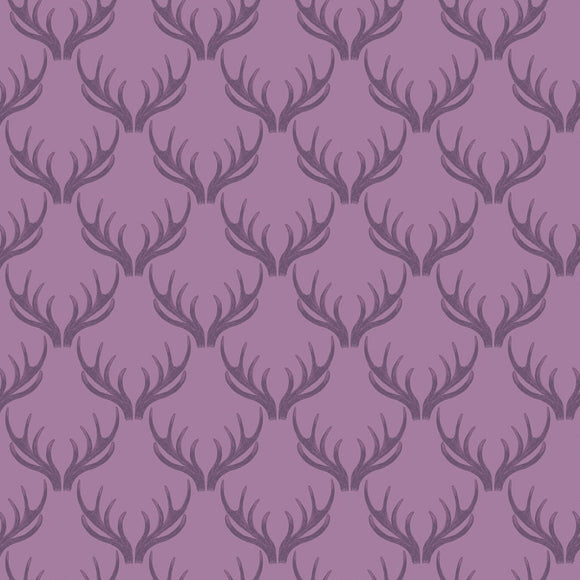 Lewis & Irene Quilting Fabric - 'Loch Lewis' Antlers - Purple