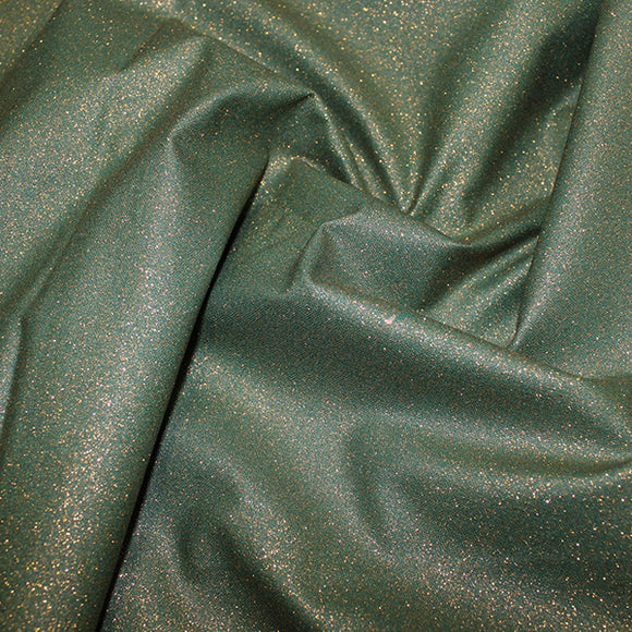 Glitter Shimmer Fabric - Green Gold - Cotton Craft Costume Fabric