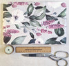 Cotton Canvas Fabric - White Anemone, Pink Floral & Green Leaf Print