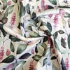 Cotton Canvas Fabric - White Anemone, Pink Floral & Green Leaf Print