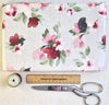 Cotton Canvas Fabric - Pretty Pink Floral Print- Natural Background