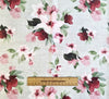 Cotton Canvas Fabric - Pretty Pink Floral Print- Natural Background