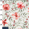 Cotton Canvas Fabric - Red Berry & Floral Print on Ivory