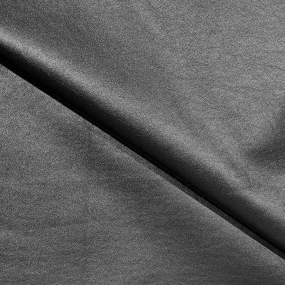 Soft Leather Look Fabric - Metallic Steel Grey