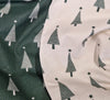 Christmas Fabric - Natural Scandi Christmas Trees on Green - 100% Cotton Fabric