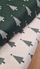 Christmas Fabric - Natural Scandi Christmas Trees on Green - 100% Cotton Fabric