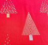 Christmas Fabric - Silver & Gold Glitter Xmas Trees on Red - 100% Cotton Fabric