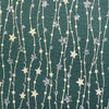 Christmas Fabric - Silver & Gold Glitter Stars on Green - 100% Cotton Fabric