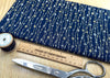 Christmas Fabric - Silver & Gold Glitter Stars on Navy Blue - Cotton Fabric