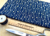 Christmas Fabric - Silver & Gold Glitter Stars on Navy Blue - Cotton Fabric