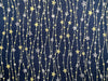 Christmas Fabric - Silver & Gold Glitter Stars on Navy Blue - Cotton Fabric