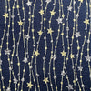 Christmas Fabric - Silver & Gold Glitter Stars on Navy Blue - Cotton Fabric