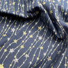 Christmas Fabric - Silver & Gold Glitter Stars on Navy Blue - Cotton Fabric