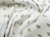 Christmas Fabric - Metallic Gold & White Christmas Trees - 100% Cotton Fabric