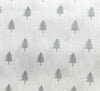 Christmas Fabric - Metallic Silver & White Christmas Trees - 100% Cotton Fabric