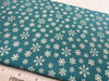 Christmas Fabric - Gold Snowflakes on Green - Cotton Fabric