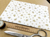 Christmas Fabric - Gold Metallic Trees & Snowflakes on Cream - Cotton Fabric Material