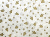 Christmas Fabric - Gold Metallic Trees & Snowflakes on Cream - Cotton Fabric Material