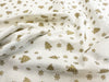 Christmas Fabric - Gold Metallic Trees & Snowflakes on Cream - Cotton Fabric Material