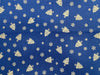 Christmas Fabric - Gold Metallic Trees & Snowflakes on Navy Blue - Cotton Fabric Material