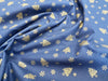 Christmas Fabric - Gold Metallic Trees & Snowflakes on Navy Blue - Cotton Fabric Material
